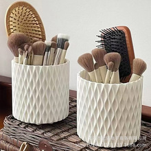 ins菱形旋转笔筒桌面文具收纳盒化妆品口红储物盒轻奢化妆刷收纳