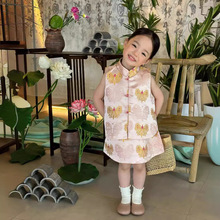 新款儿童女童汉服夏季套装古风唐装中小童新中国风无袖短裙套装