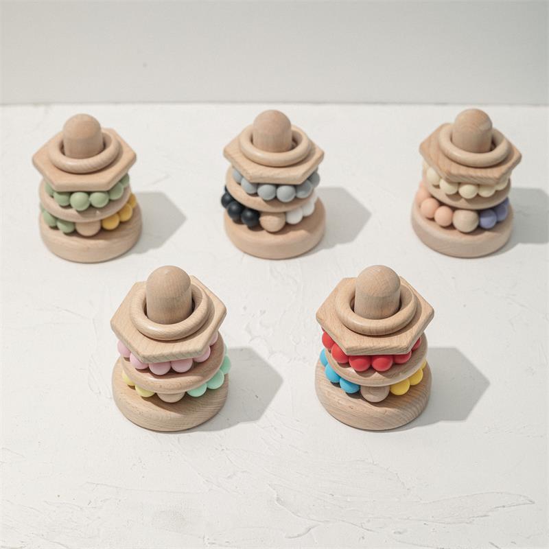 早教疊疊樂木質串珠堆堆樂智益彩虹塔套杯0-3歲嬰幼寶寶積木玩具
