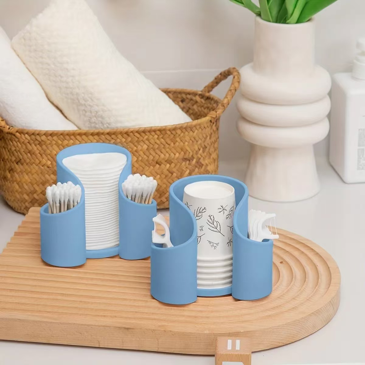 Cosmetic Cotton Storage Box Plastic Beauty Cotton Swab Storage Box Dressing Table Storage Paper Cup Toothpick Floss Storage