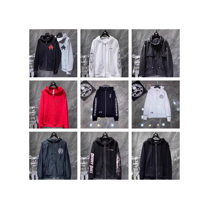 Chromeheart Cross Graffiti Fleece Pure Cotton High-Quality Hooded Sweatshirt Cardigan Pure Cotton Long-Sleeve