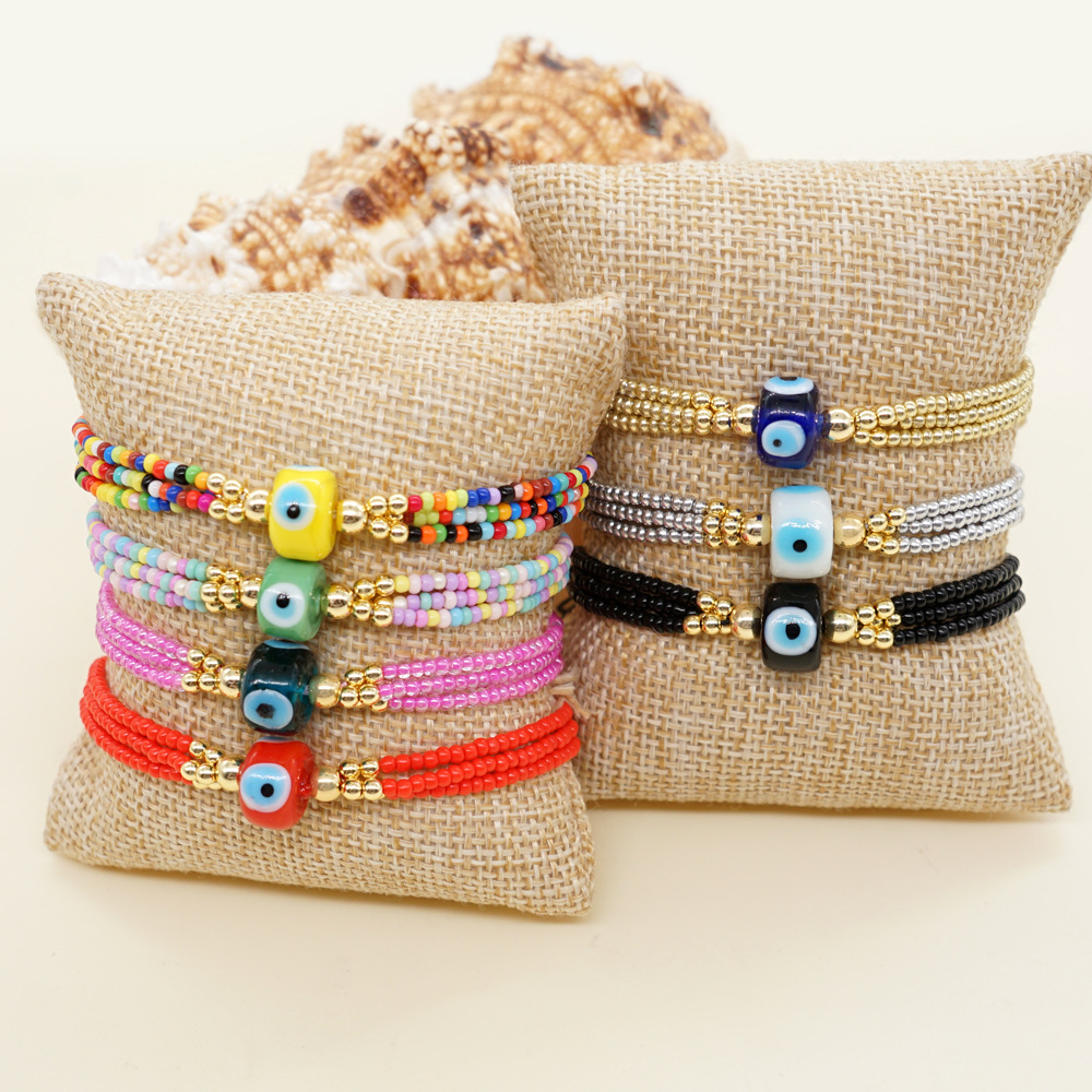 1 Pièce Style Ethnique Multicolore Œil Perle De Rocaille Irrégulière Tricot Femmes Bracelets display picture 1