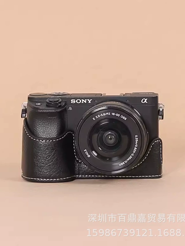 Чехол для камеры, подходит для Sony a6400 a6300 a6100 a6000, защитный кожаный корпус-полукейс с основанием