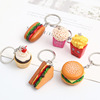 Simulation of burger fries keychain mini popcorn hot dog key ring craftsmanship sandwich cake pendant