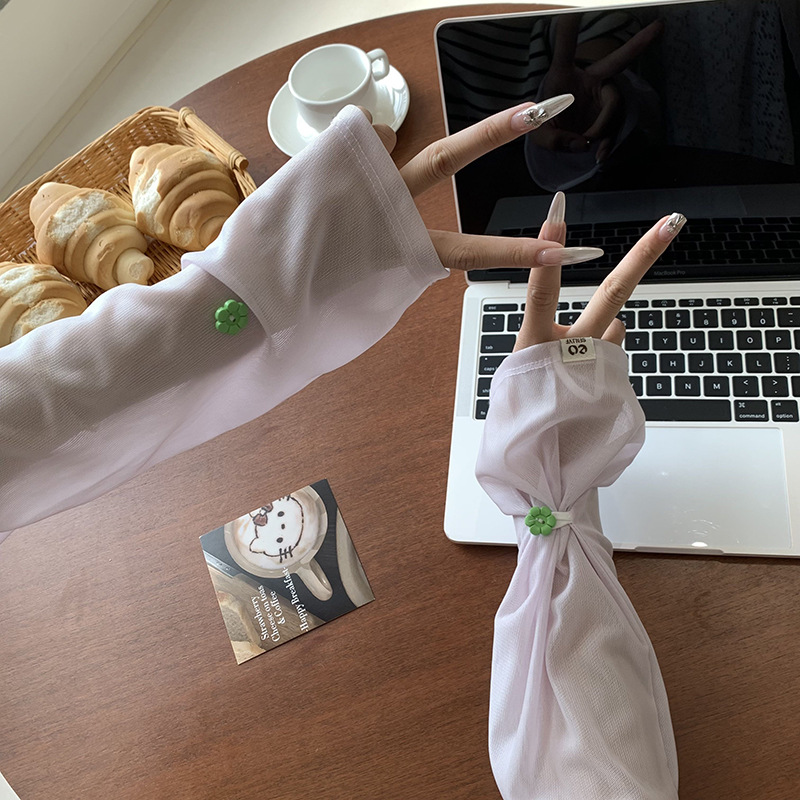 Mangas de hielo, mangas de protección solar, nuevos productos de verano, hebilla de disco de arte retro, mangas de hielo de hilo delicado, protectores de brazos de conducción sueltos y transpirables