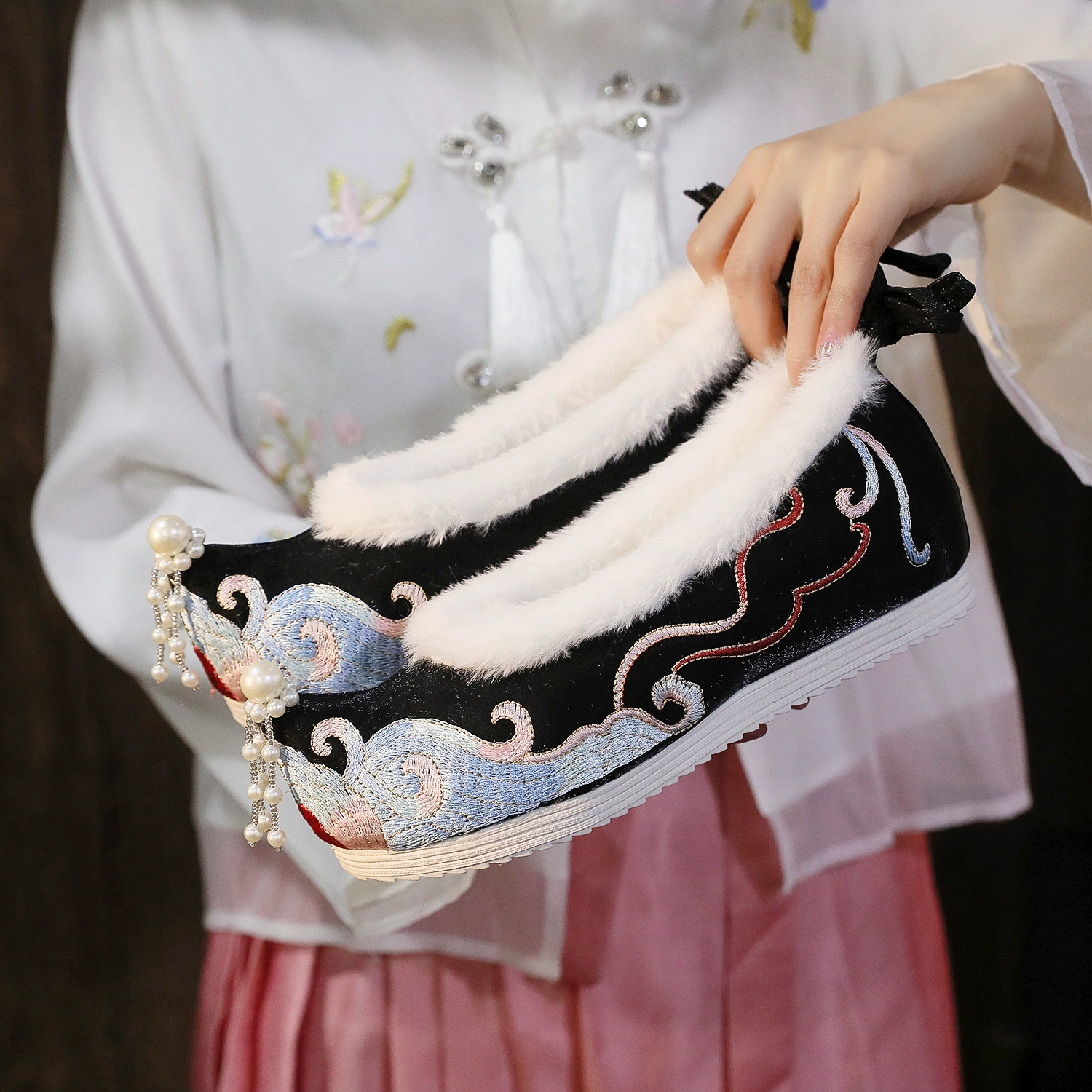 [Bo Lan] новая обувь ханьфу для студенток в старинном стиле, Женская подходящая ханьфу, обувь в старинном стиле, увеличивающая внутренний рост, элемент ханьца