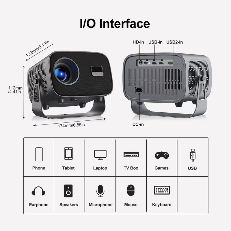 クロスボーダー新しい電気フォーカス A10 4K HD WiFi Android スマート シアター ポータブル ミニ PTZ プロジェクター|undefined