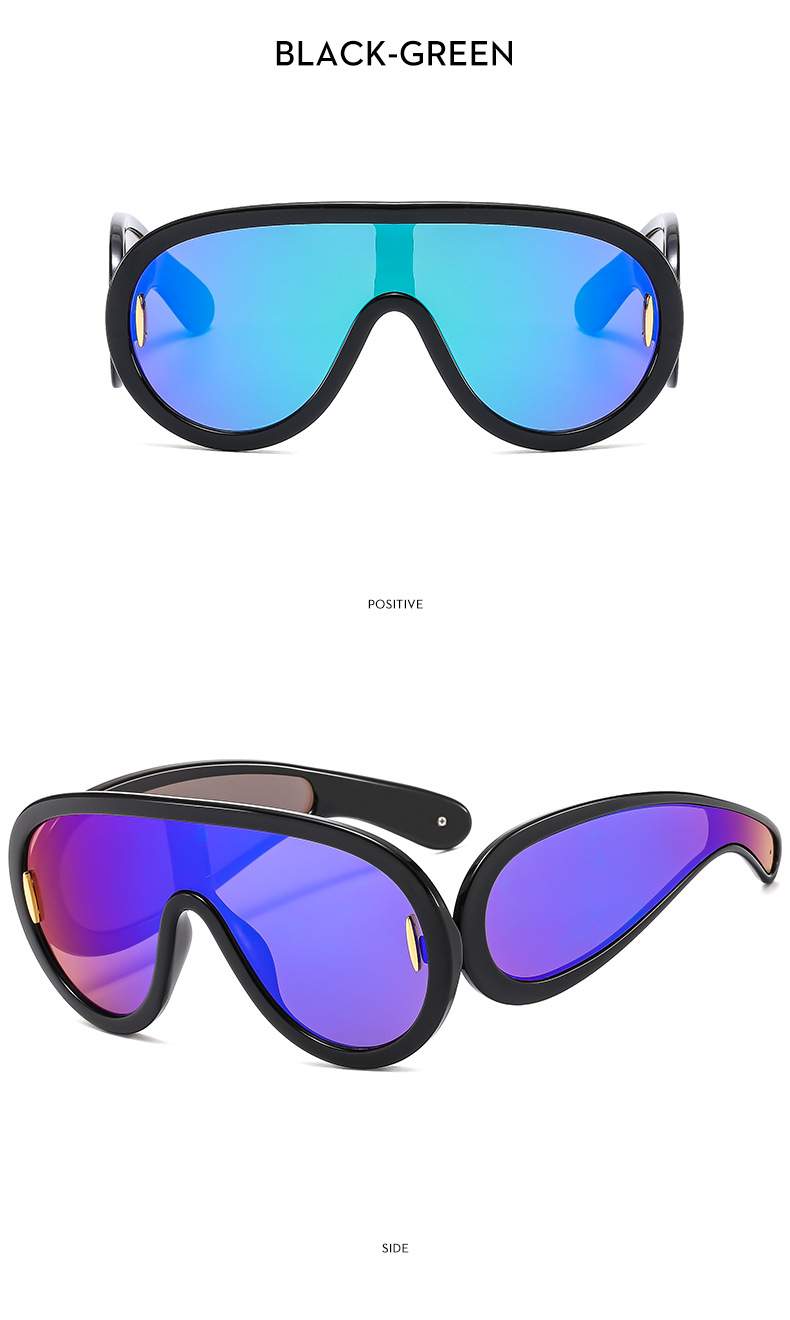 New large frame integrated lens fashionable punk futuristic sunglasses, ins sunglasses_voghion.com
