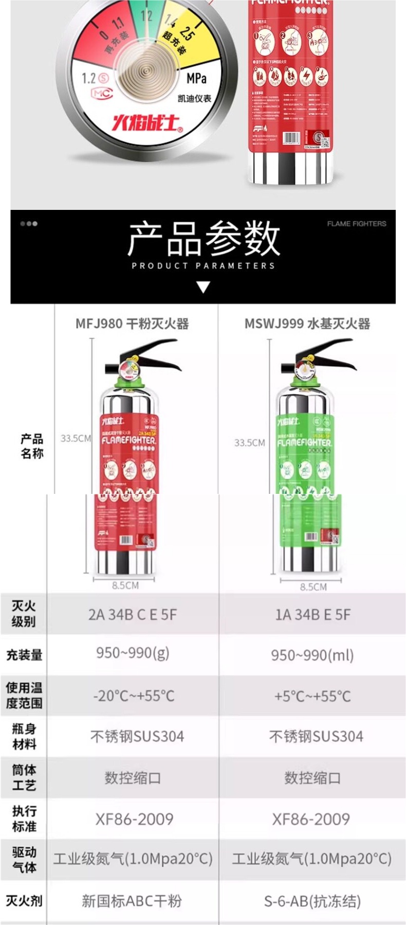 Flame Warrior Stainless Steel Car-Mounted Water-Based Fire Extinguisher 2026 New Model for Private Cars and Home Use, Genuine Small Explosion-Proof