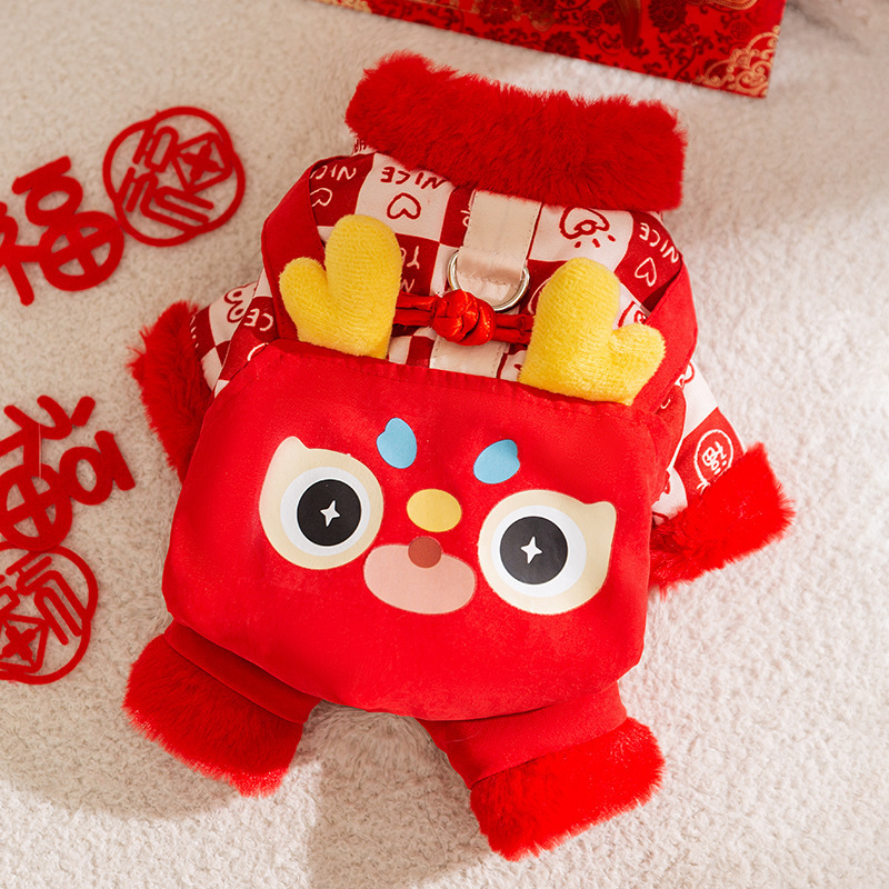 Perro de otoño e invierno, bolsillo de algodón acolchado cálido grueso, chaqueta acolchada de algodón de cuatro patas, gato Teddy Bichon, ropa para perros