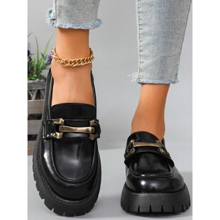 O 73330 Thick Sole Black Loafers ��ט���Ь �羳���R�d�W����