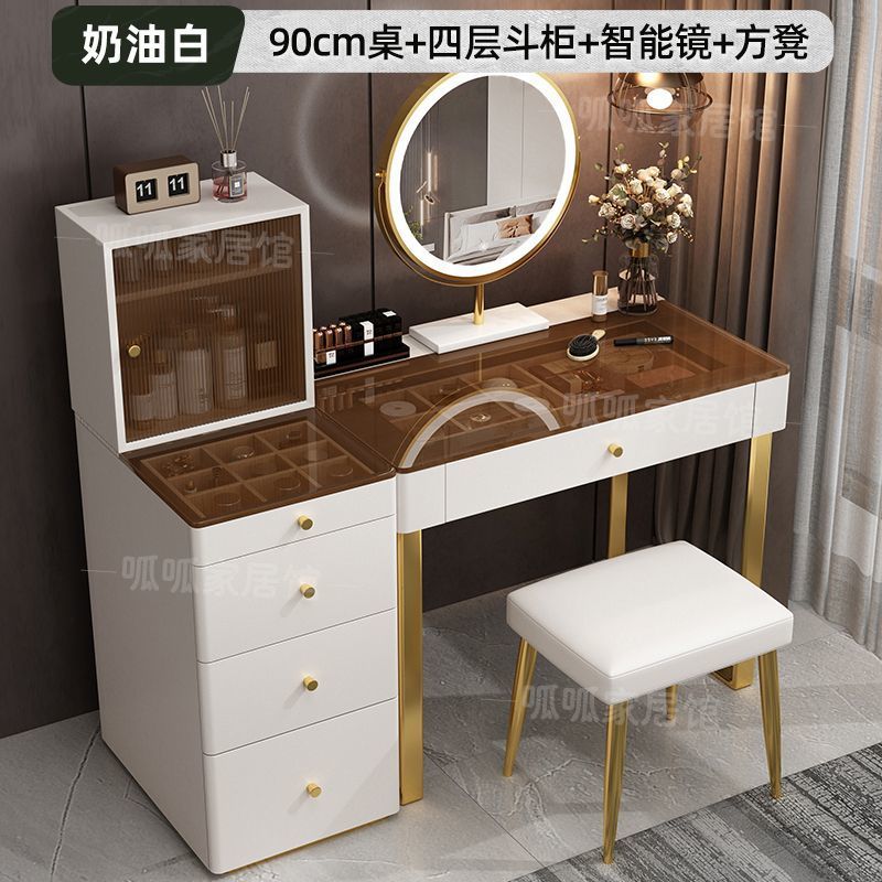 [올원목-3C강화유리] 크림화이트++ 수납장