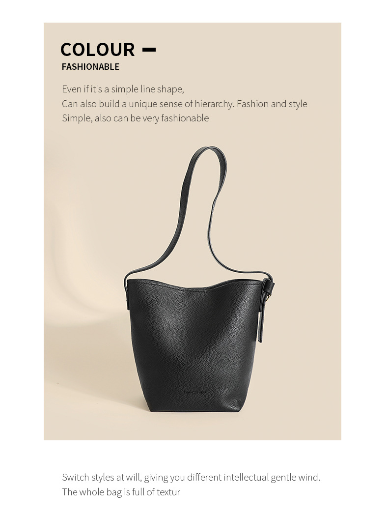 Women's Large Capacity Leather Shoulder Bucket Bag For Winter_voghion.com