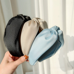 時尚新品發箍純色布藝中間交叉寬邊頭飾發卡女士秋冬頭帶發捆R317