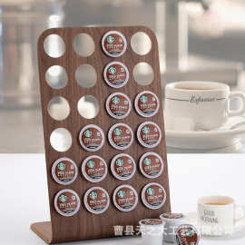 跨境木质咖啡胶囊收纳架多层化妆品香水口红展示架桌面分孔精油架