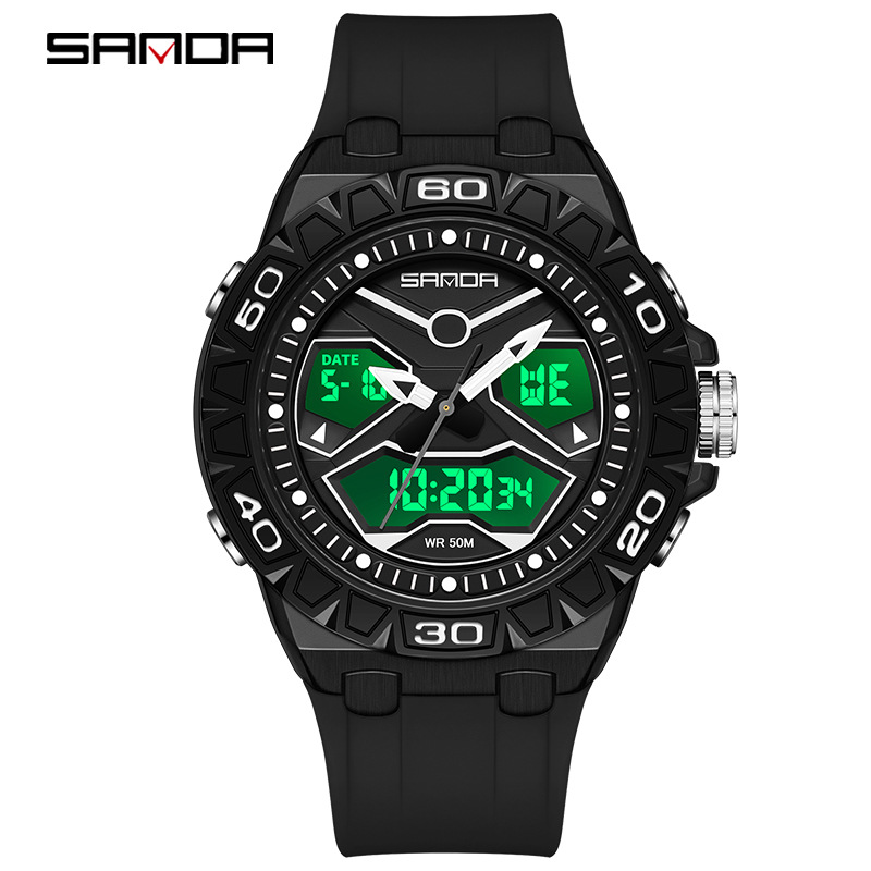 Sanda reloj juvenil reloj multifuncional moda coreana al aire libre deportivo impermeable reloj electrónico de hombre venta directa mayorista