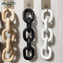 跨境木制五环环扣客厅酒店桌面装饰木质工艺品松木装饰链条挂件