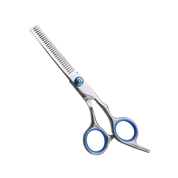 Blue screw tooth scissors