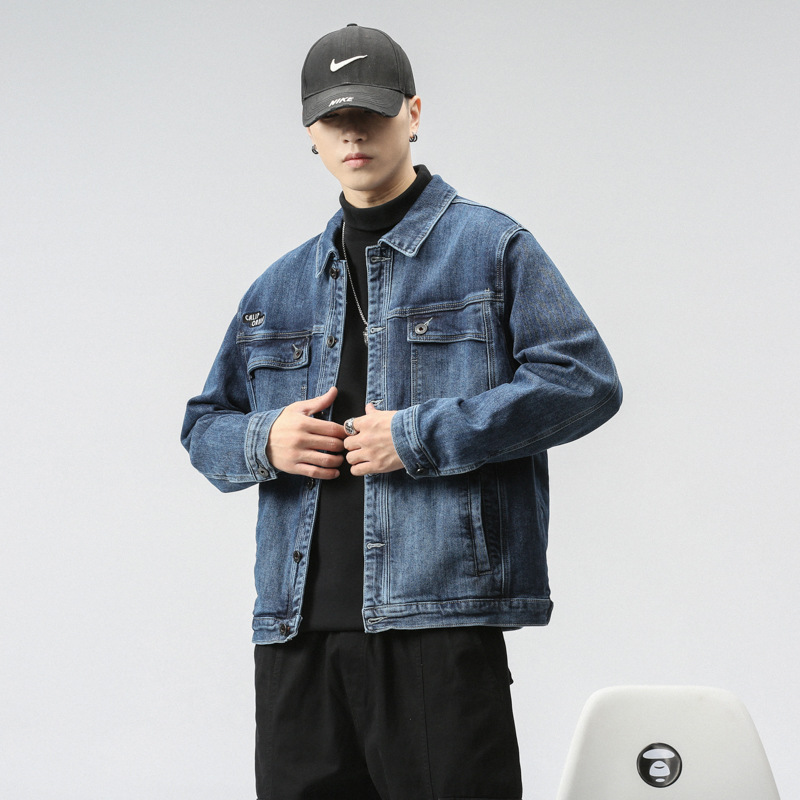 Veste transfrontalière pour hommes d'Amazon portant une veste en jean Joker chemise décontractée tendance pour hommes personnalité mince pour hommes_voghion.com