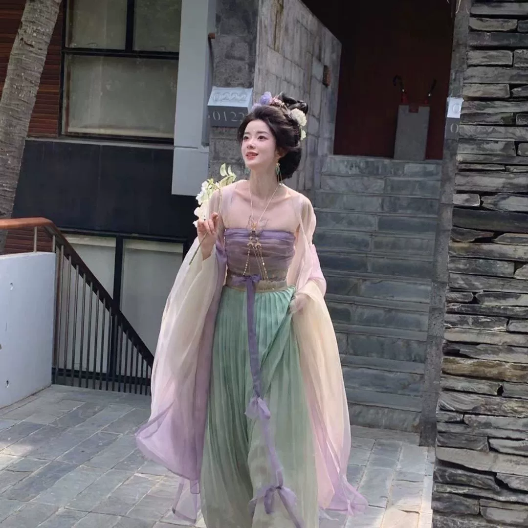 Новый стиль династии Сун, цветение абрикоса, весна/лето, повседневный полный комплект, цельная юбка Hanfu с тонкими складками 4,5 м и элегантным национальным стилем Hanfu.