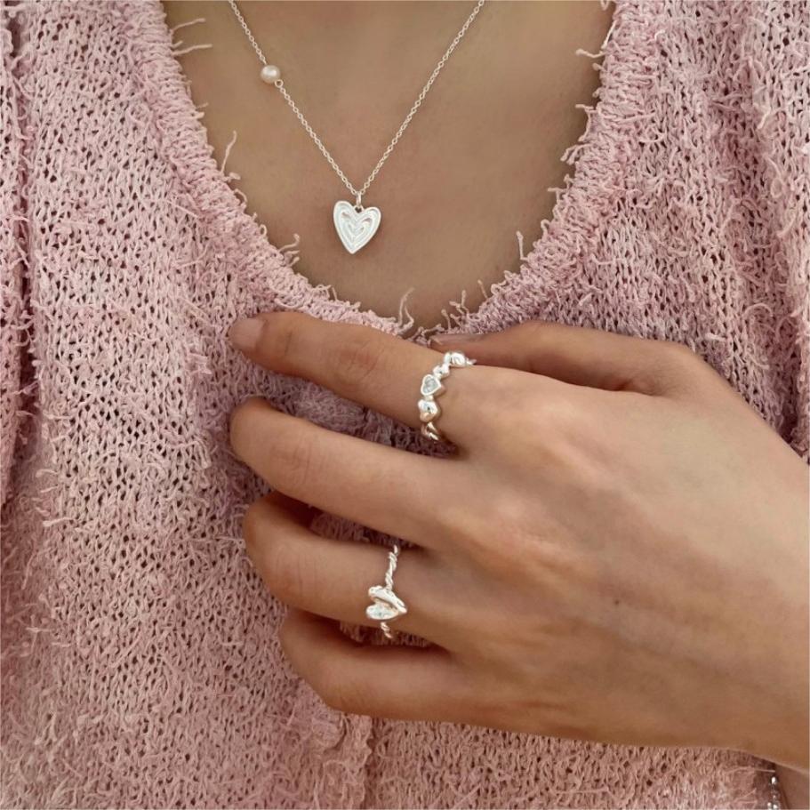 Daily Occasion 18K Gold Plated 925 Sterling Silver Heart Shape Open Rings 925 Sterling Silver Rings