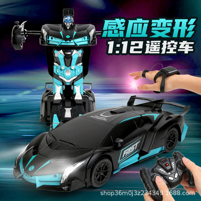 Control remoto de deformación de detección de gestos cargador de automóviles de carreras de cuatro ruedas robot grande niño niño coche de juguete súper grande