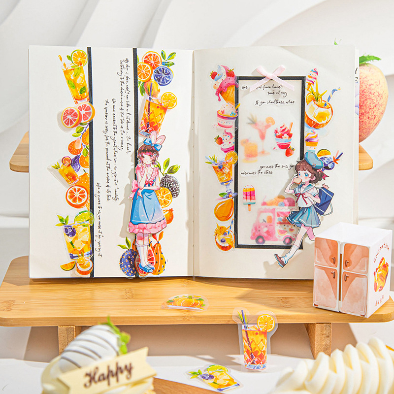 Hermoso día troquelado caja de cinta PET caja gourmet embalaje creativo cuenta manual cinta decorativa de bricolaje