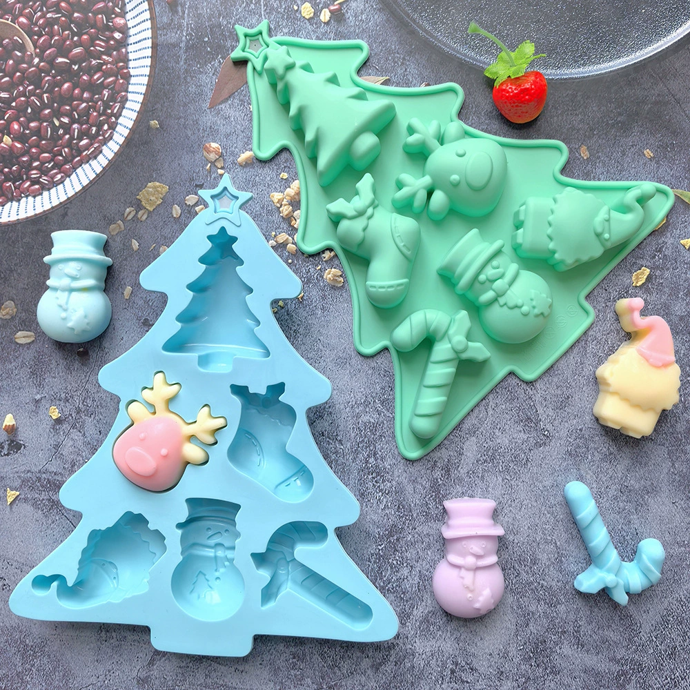 6 Christmas tree chocolate 607 biscuits silicone mold candy pudding dessert mold cake baking utensils