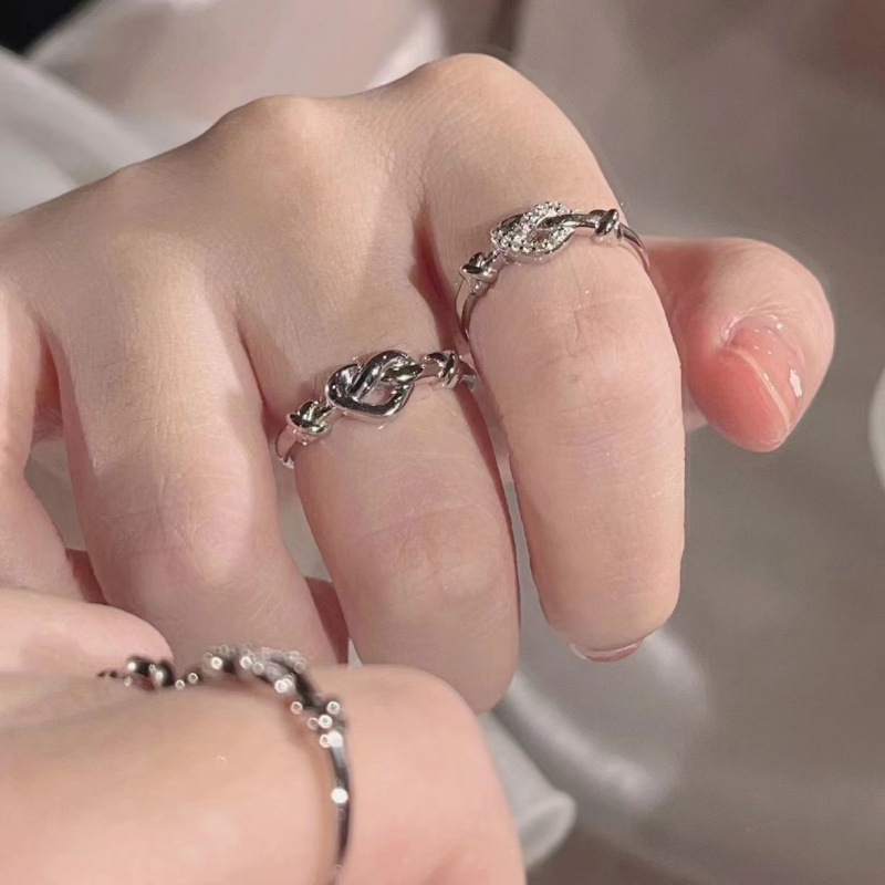 Minimalist Heart Kiss Fingertip Heart-Shaped Ring for Women Niche Design Ins Style Versatile High-End Open Couple Rings