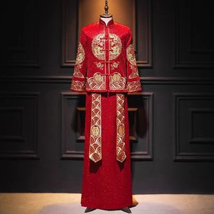 New Chinese Style Groom's Xiuhe Suit Couple's Xiuhe Suit 2024 Wedding Dress Bride's Chinese Wedding Dress Wedding Suit Set