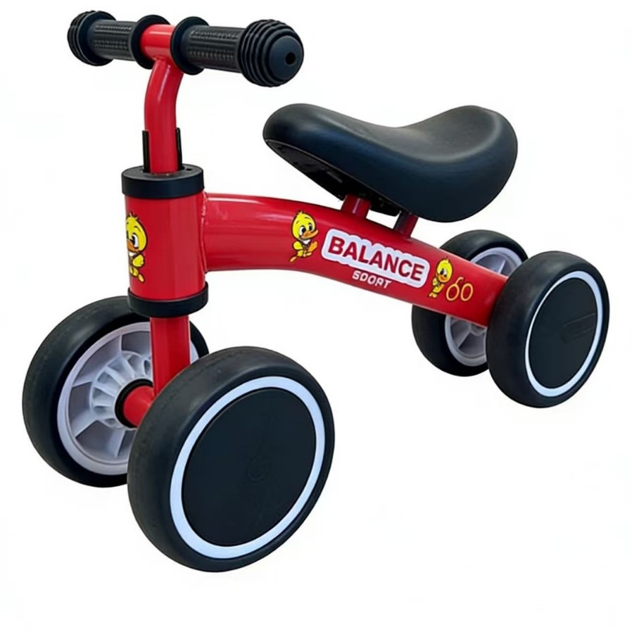 Coche de Equilibrio Infantil sin Pedales de Acero al Carbono de 4 Ruedas para Niños de 4 a 6 Años