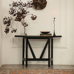 Narrow Black Wooden Designer Console Table for Entryway or Hallway