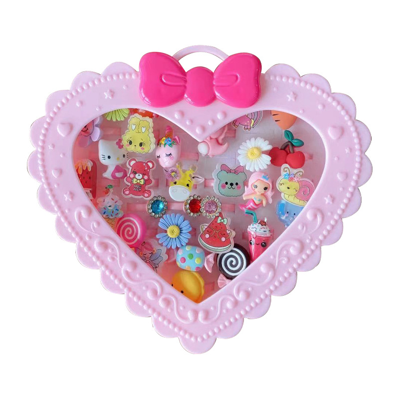 Anillo DE LOS NIÑOS lindo anillo de resina de dibujos animados en caja niña joyería juguete pequeño regalo al por mayor joyería del anillo