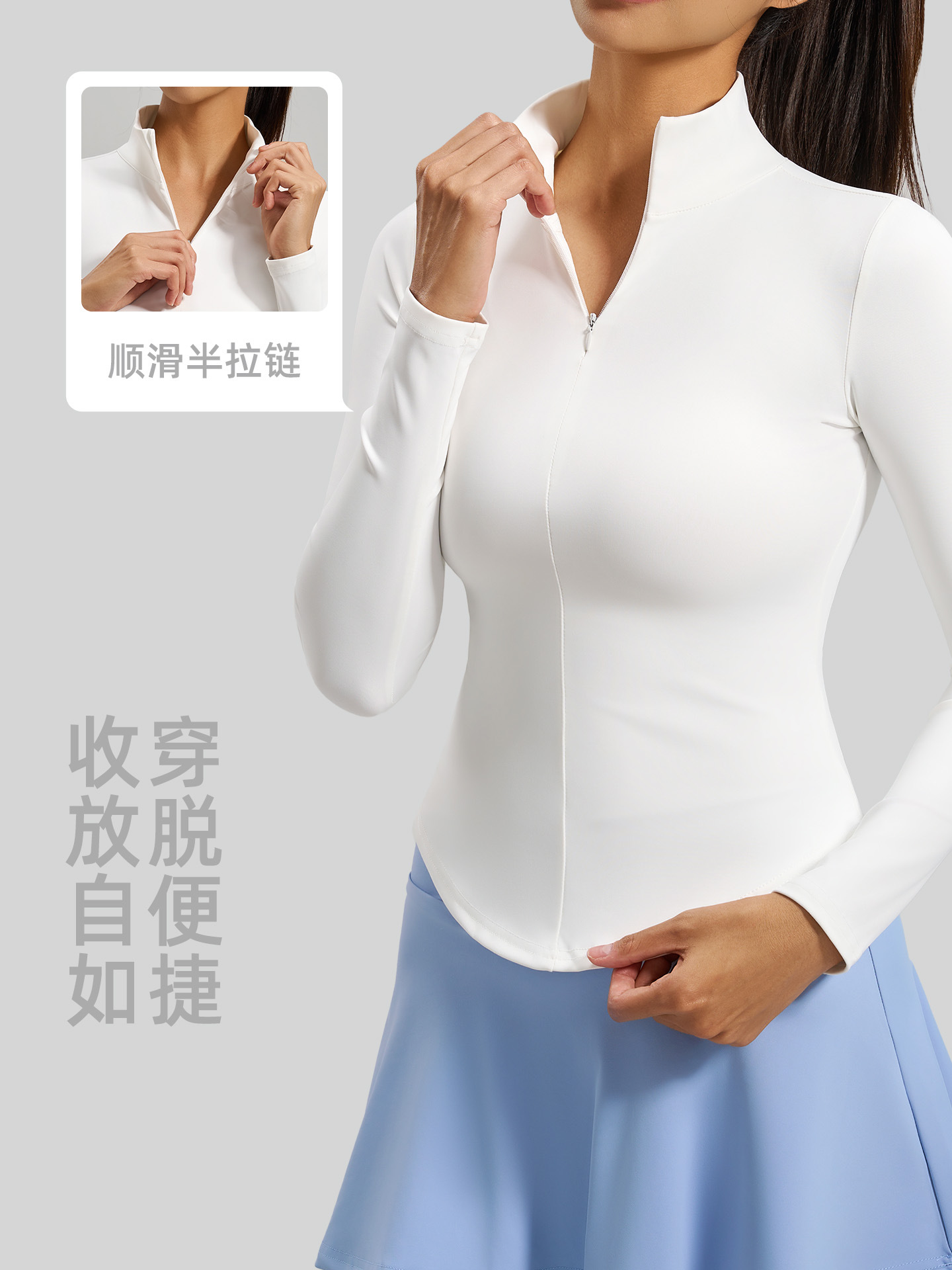 Top de yoga Juyitang transfronterizo con media cremallera, agradable al tacto, ajustado, sin costuras, transpirable, para deporte y fitness para mujer.