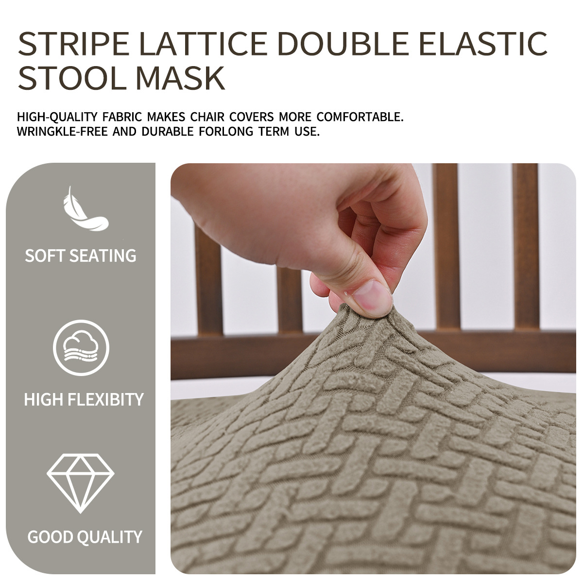 Funda de taburete elástica doble a cuadros antideslizante de Amazon con hebilla, juego de cojines de jacquard para silla, funda para silla