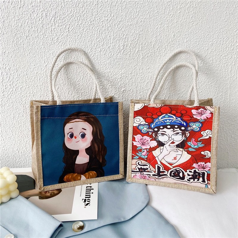 Lindo ins bolsa de almuerzo bolso de trabajo bolsa de almuerzo japonés de gran capacidad bolsa de lona bolsa de Almuerzo