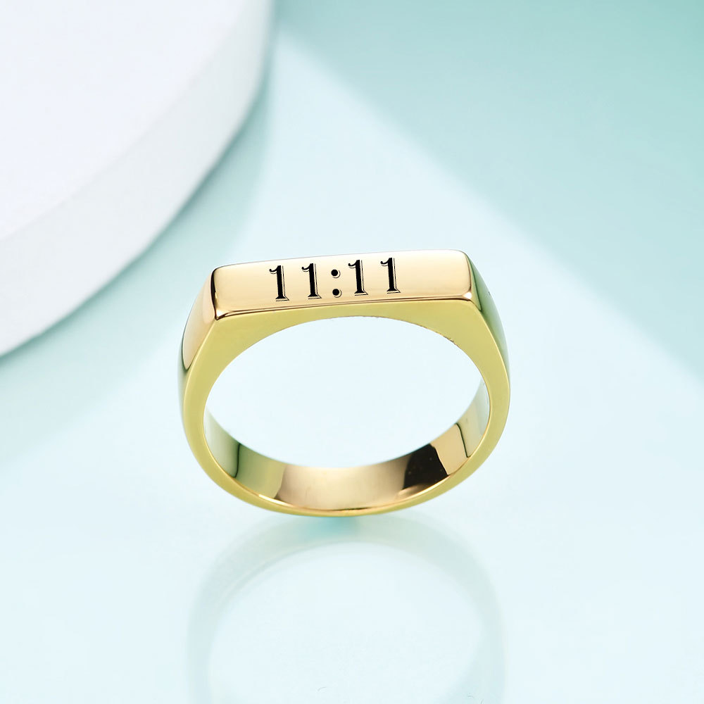 Simple Style Geometric Number Titanium Steel Plating Rings 1 Piece