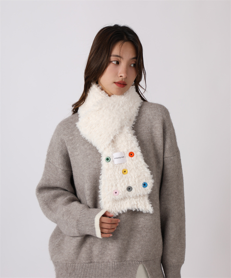 Cervo bianco stesso stile bambini autunno inverno peluche lana ispessita e calda pulsante mostra faccia piccola grande testa_voghion.com