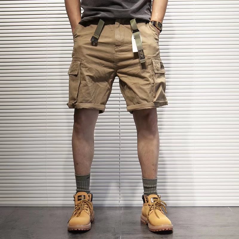 2025 Cargo Shorts Men's Trendy Summer Loose Five-Point Mid-Length Shorts Multi-Pocket Large Size Casual Shorts