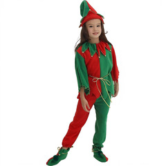クリスマスの子供の服装の男女の子供の精霊はテーマの服の幼稚園の赤ちゃんのサンタクロースを飾って服を演じます。