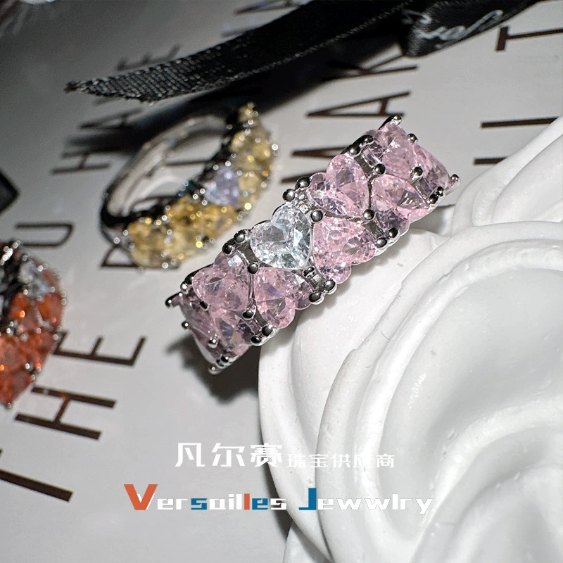 Retro ring heart shaped, high-quality style, 18 carat