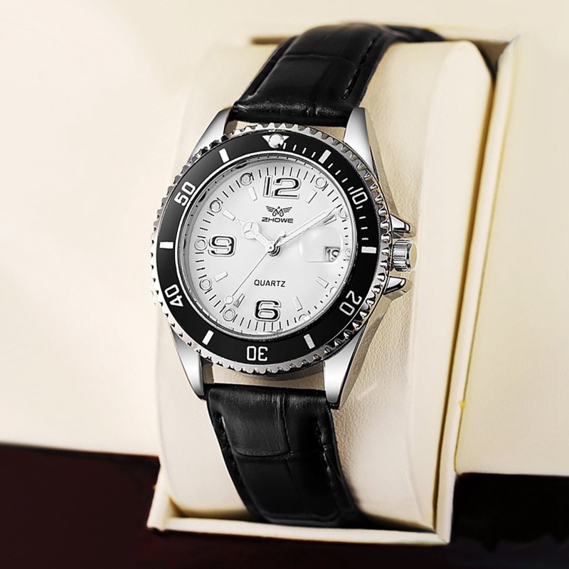 Foreign trade new calendar men's watch luminous needle business leather band watch fashion men's quartz wrist watch wholesale