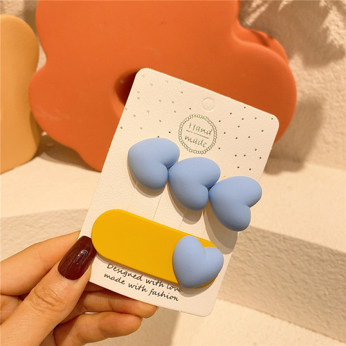 Korean version of children's hair clip, cute princess love color matching BB clip, girl's baby broken hair clip, Internet celebrity pressure clip headwear