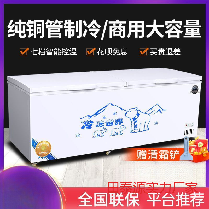 Freezer Refrigeration and Freezing Commercial Cold Chain Large-Capacity Copper Tube Horizontal Energy-Saving Freezer Single Temperature Double Temperature Refrigerator Refrigerator