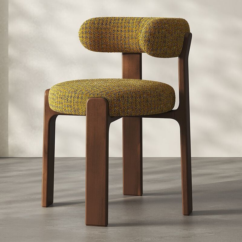 Light Luxury Nordic Solid Wood Dining Chair, Designer Model with Fabric Upholstery, Leisure Chair in Vintage Style, Hotel Dining Table and Chair Light Luxury Nordic Solid Wood Dining Chair, Designer Model with Fabric Upholstery, Leisure Chair in Vintage Style, Hotel Dining Table and Chair