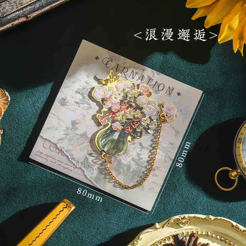 Van Gogh Metal Bookmark Quiet Flower Language Series ins Estilo pequeño fresco y divertido Clip de página de libro de flores simple creativo