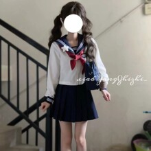 绀色三本JK制服小众水手服套装日系学院风穿搭短袖中间服整套装