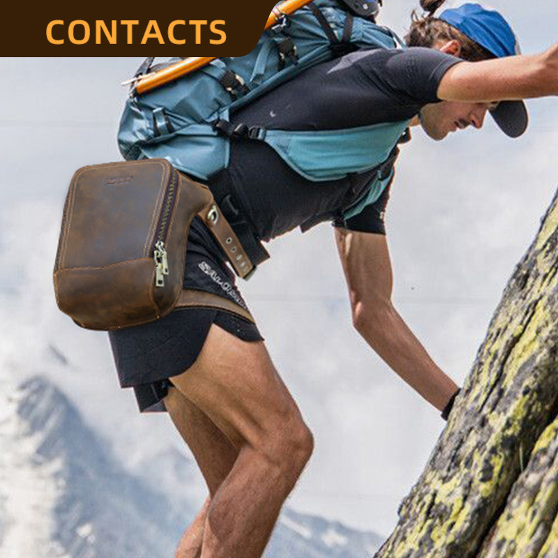 Black Angel Retro Crazy Horse Cowhide Waist Bag Men's Outdoor Mountaineering Mobile Phone Multifunctional Genuine Leather Motorcycle Waist Bag