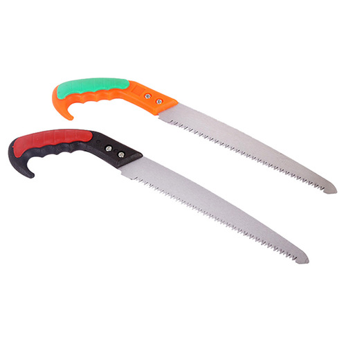 Garden agricultural tools 270 red and black two-sided 3-sided grinding tooth orange green plastic handle small hand saw branch felling fruit tree saw