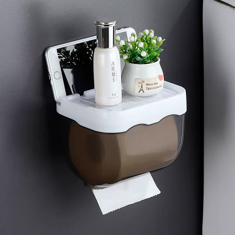 Коробка для туалетных салфеток Водонепроницаемый Туалет без перфорации Держатель для салфеток Туалет Санитарная коробка для рулона бумаги Стеллаж для хранения